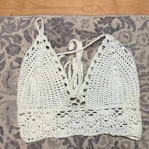 Crochet Halter Top in Cream